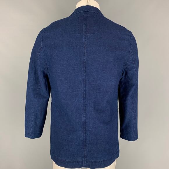 BANANA REPUBLIC Size 40 Indigo Buttoned Notch Lapel Jacket - Picture 4 of 6